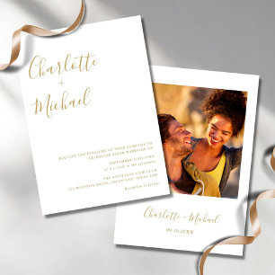 Convite Assinatura de Ouro Minimalista Fotografia Casament