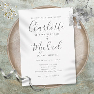 Convite Assinatura de Script Simples e Elegante Casamento