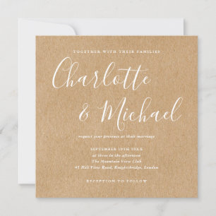 Convite Assinatura Elegante Casamento Rústico Kraft Script