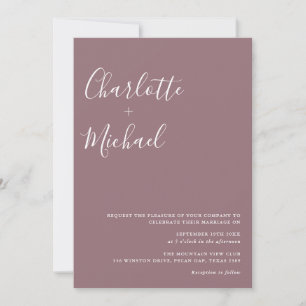 Convite Assinatura Minimalista Script Casamento Mauve