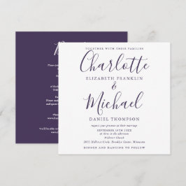 Convite Assinatura Roxa Elegante Tudo em Um Casamento
