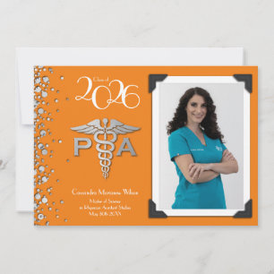 Convite Assistente Médico Graduado Laranja Prata