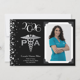 Convite Assistente Médico PA Graduação Preto Prata