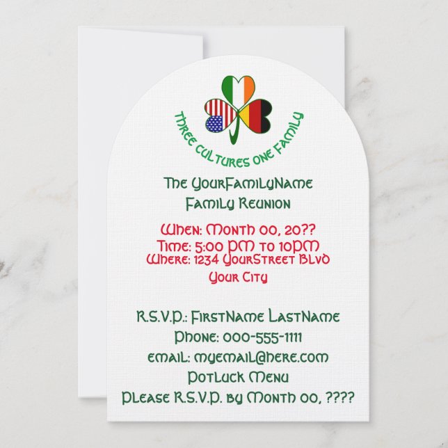 Convite Associação Alemã Irlandesa de Famílias Shamrock Am (Frente)