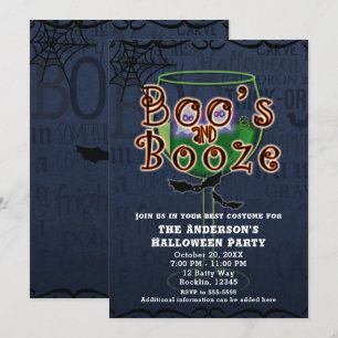 Convite Assombrações & Bebidas Espíritos & Morcegos Festa