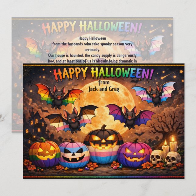 Convite 🎃Assombrado e Orgulhoso com Orgulho  (Frente/Verso)