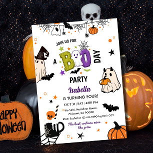 Convite Assustador 4º Aniversário de Halloween Fantasma Ca