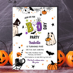 Convite Assustador 5º Aniversário de Halloween Fantasma Ca