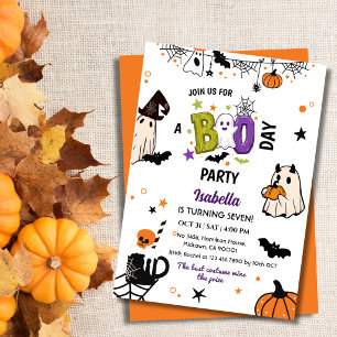 Convite Assustador 7º Aniversário de Halloween Fantasma Ca