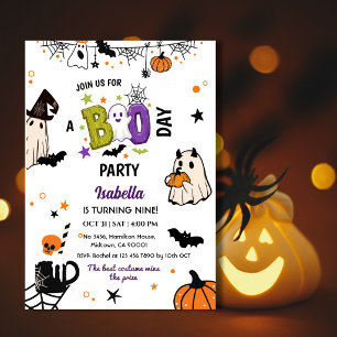 Convite Assustador 9º Aniversário de Halloween Fantasma Ca