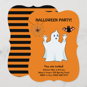 Convite Assustador de Halloween com Aranha e Morce