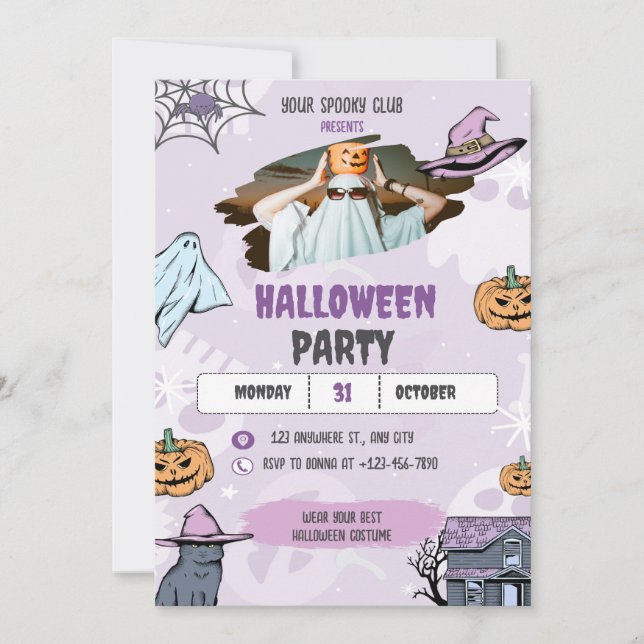 Convite Assustador de Halloween, Festa de Hallowee (Frente)