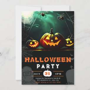 Convite Assustador Jack-O' Lanterna Cheia Halloween