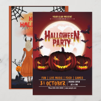 Convite Assustador Pumpkin Jack o lanterna Festa de Hallow