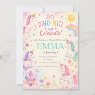 Convite astel Unicorn Birthday Invitation Template