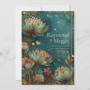 Convite Astrantia Glow Esmeralda Celestial Casamento Teal