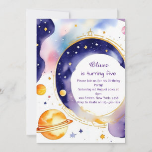 Convite Astro Adventure Personalizado Astro Whimsical