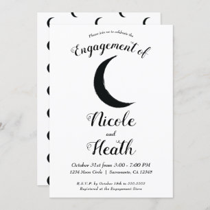 Convite Astrologia da Lua do Crescente Negro Noivado