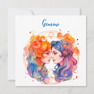 Convite Astrologia zodiac de Gemini em aquarela