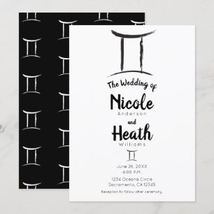 Convite Astrologia Zodíaco de GÊMEOS Casamento de Verão de