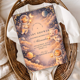 Convite Astronaut Animals Space Baby Shower