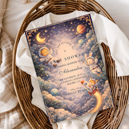 Convite Astronaut Animals Space Baby Shower