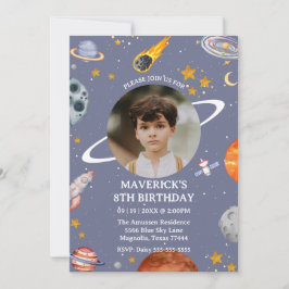 Convite Astronaut Outer Space Kids Photo Birthday
