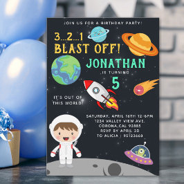 Convite Astronaut Space Birthday Boy Party - Blast Off 