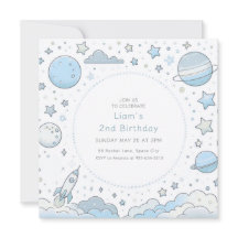 Astronauta Azul Aniversário de criança Foguete Esp