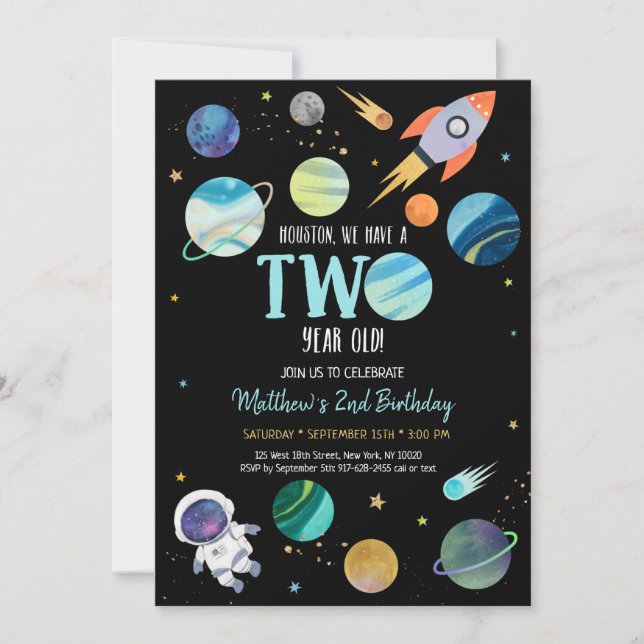 Convite Astronauta Azul no Segundo Aniversário do Espaço E (Frente)