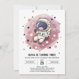 Convite Astronauta Cute Celestial Whimsy Astronauta