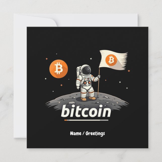 Convite Astronauta da Lua Crypto Bitamt Design BTC (Frente)
