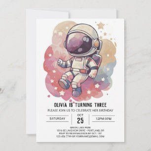 Convite Astronauta de Galáxia em Viagem Chic Astronauta An