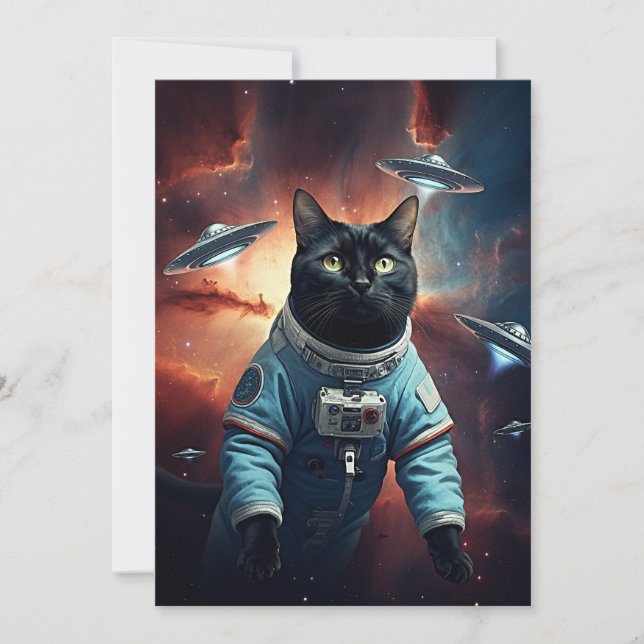 Convite Astronauta de Gatos Galácticos (Frente)