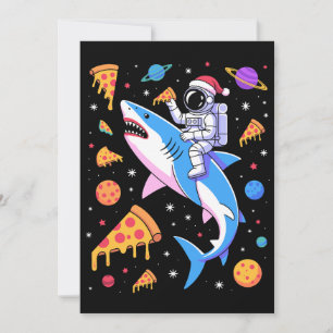 Convite Astronauta de Natal Pizza de Tubarão Espaço Planet