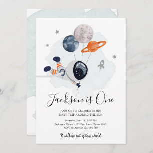 Convite Astronauta do Espaço Exterior Garoto Laranja Prime