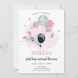 Convite Astronauta do Espaço Exterior Rapariga Laranja Pri