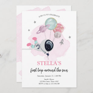 Convite Astronauta do Espaço Exterior Rapariga Laranja Pri