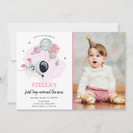 Convite Astronauta do Espaço Exterior Rapariga Rosa Primei