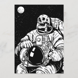 Convite astronauta do esqueleto de halloween