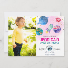 Convite Astronauta do Partido das Garotas Rosa Bonitas Ast