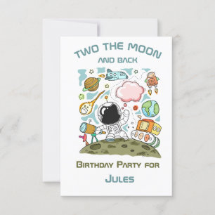 Convite Astronauta Espacial Dois Tema da Lua e do Partido
