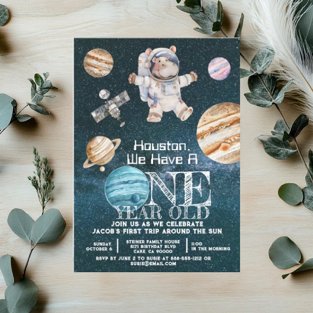 Convite Astronauta Espacial Exterior da Idade Personalizad (Criador carregado)