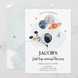 Convite Astronauta Espacial Exterior Garoto Laranja Primei