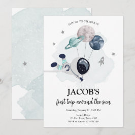 Convite Astronauta Espacial Exterior Garoto Laranja Primei