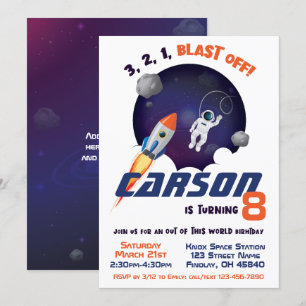 Convite Astronauta Espacial Fora deste Aniversário do Mun