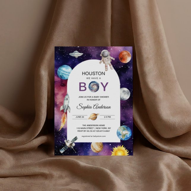 Convite Astronauta Espacial Houston Temos um Chá de fralda (Criador carregado)
