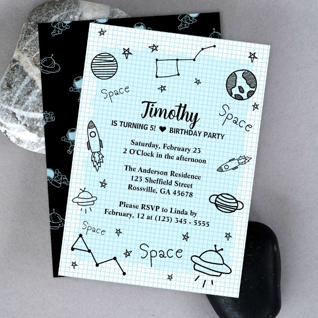 Convite Astronauta Espacial Infantil - Aniversário Bonito (Make your child's party unforgettable with our cute space and astronaut card. Get ready for liftoff!)