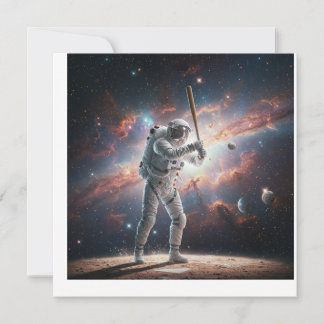 Convite Astronauta Espacial Jogando Baseball