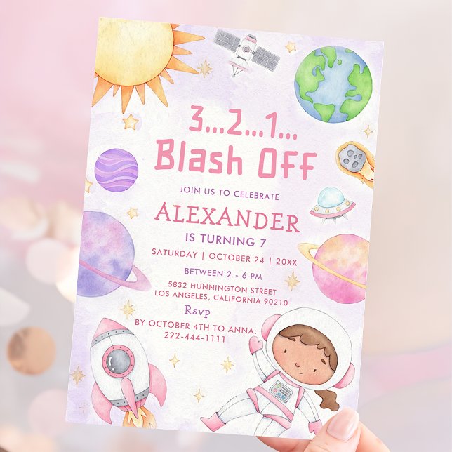 Convite Astronauta Espacial Qualquer Festa de aniversário  (Criador carregado)